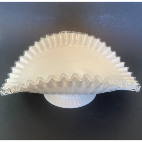 Fenton Silver Crest Banana Fruit Bowl Footed Pedestal 12" x 5" Vintage 1950's - Picture 6 of 14